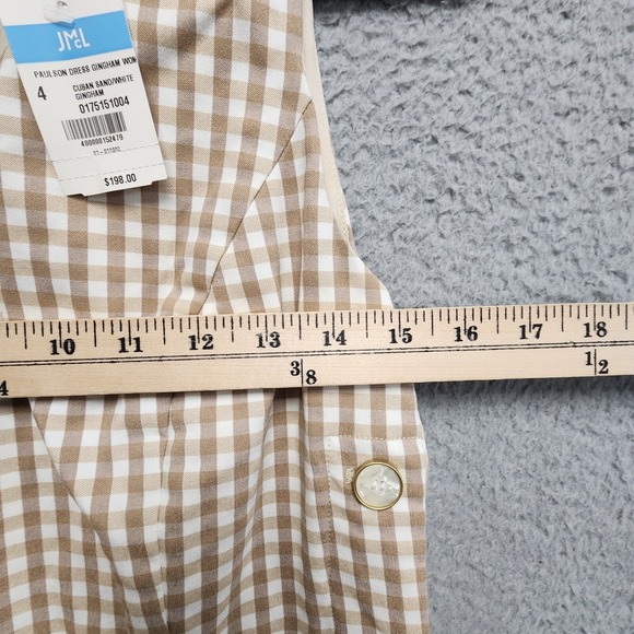 J. McLaughlin Paulson Dress Womens 4 Cuban Sand White Gingham Stretch NEW w/ Tag - Picture 14 of 14